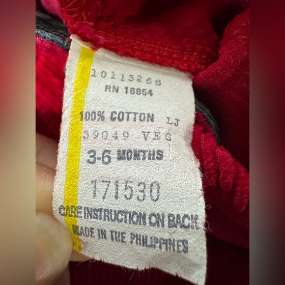 Vintage Carter’s Corduroy Baby Overalls 3–6 Months Red Dog Patch - Picture 6 of 8